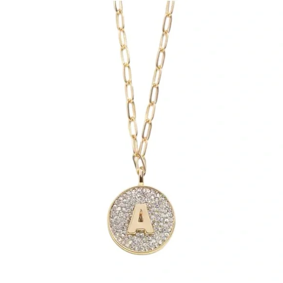 BaubleBar Pave Initial Pendant Necklace A - Picture 1 of 6